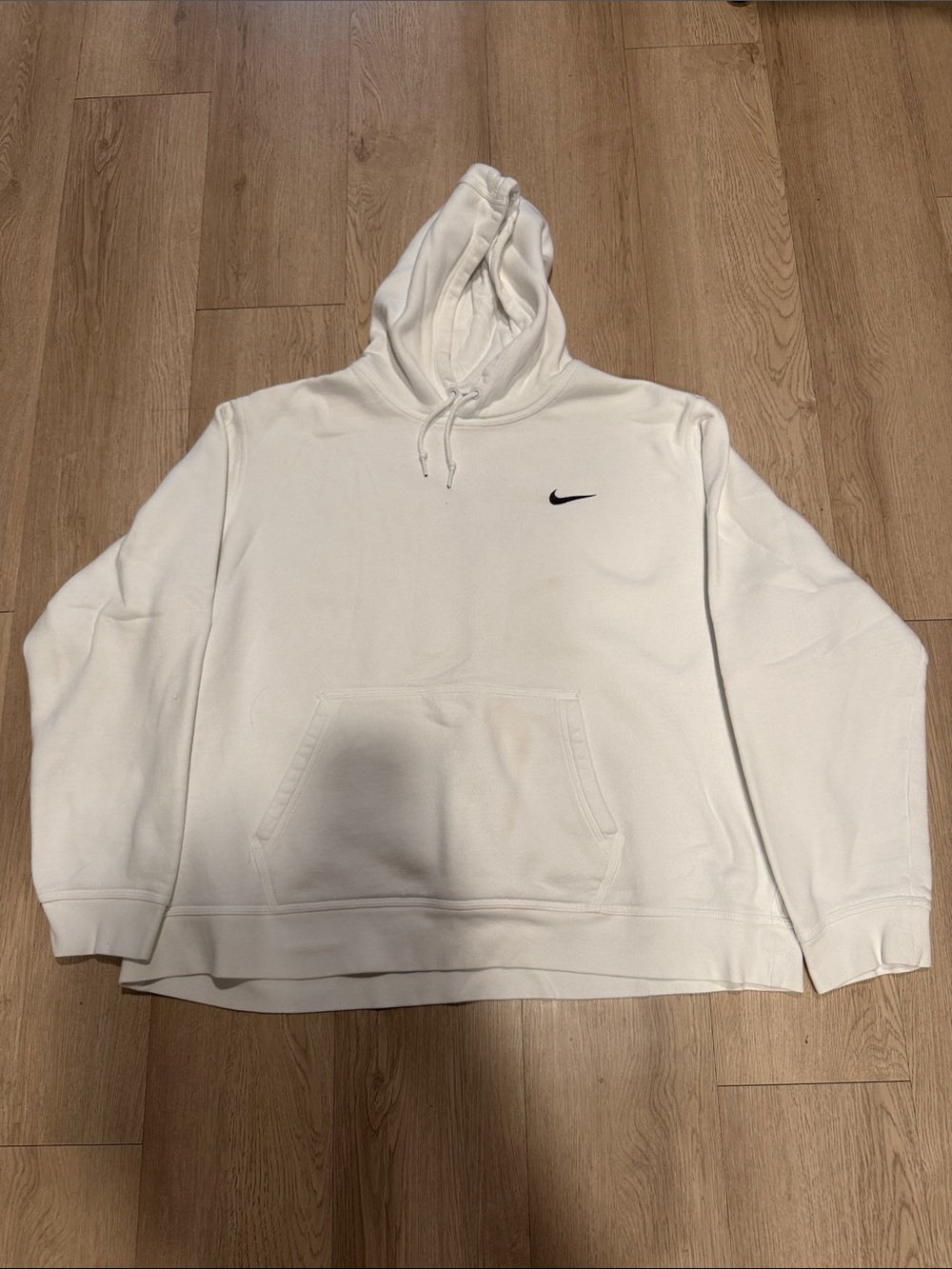 Nike White Men’s Pullover Hoodie with Black Swoosh